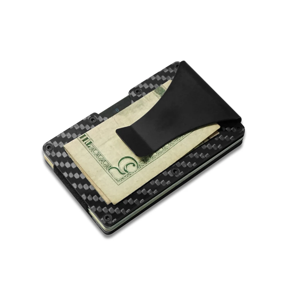 

2019 best selling minimalist carbon fiber credit card holder wallet with money clip