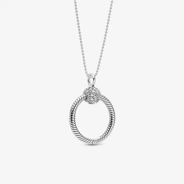 

S925 sliver new necklace Small Beaded O Pendant Set