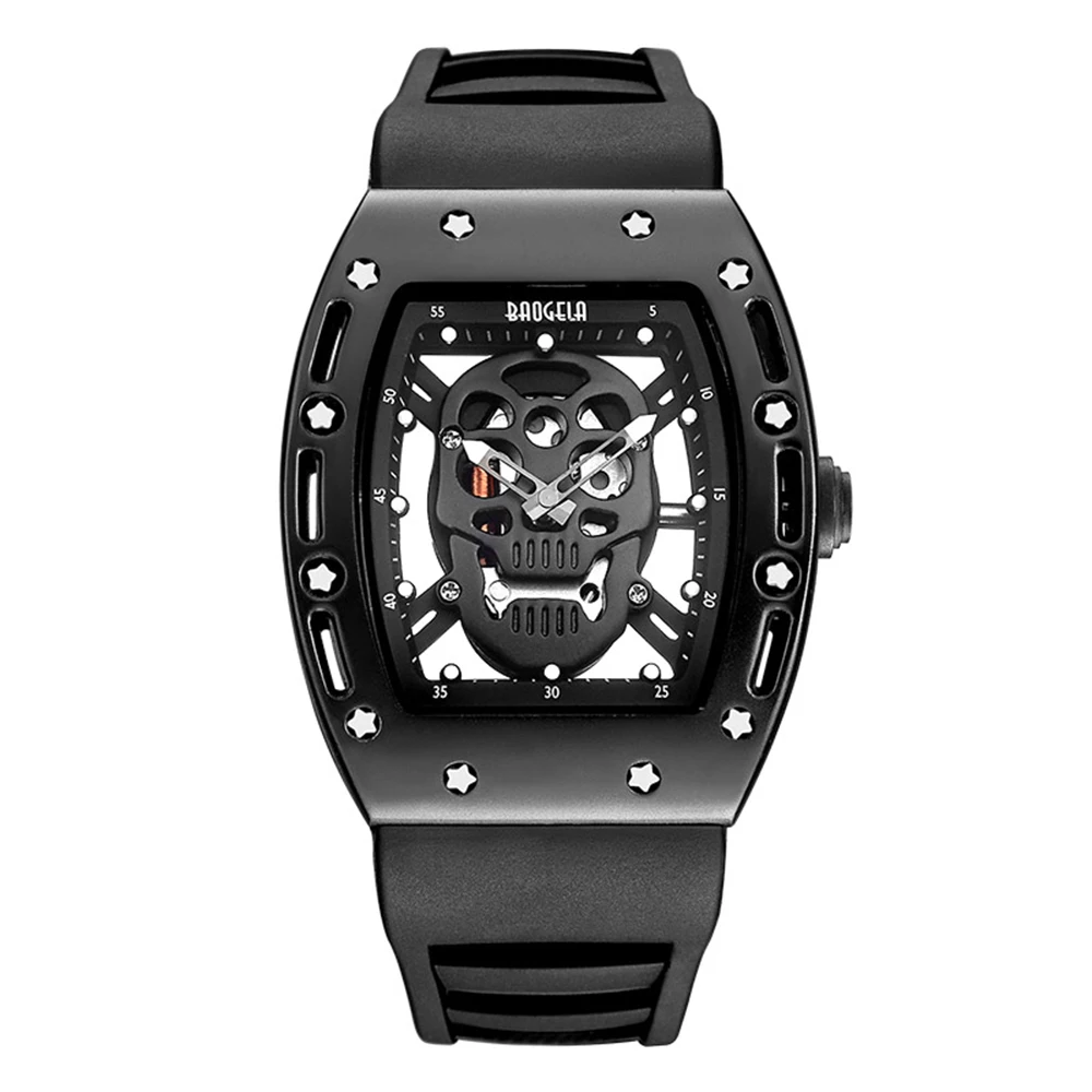 

BAOGELA Cool Watches Alloy Case Fashion Men Watches Wristwatches Waterproof Quartz Silicon Watch Black Orologi Uomo All 2020