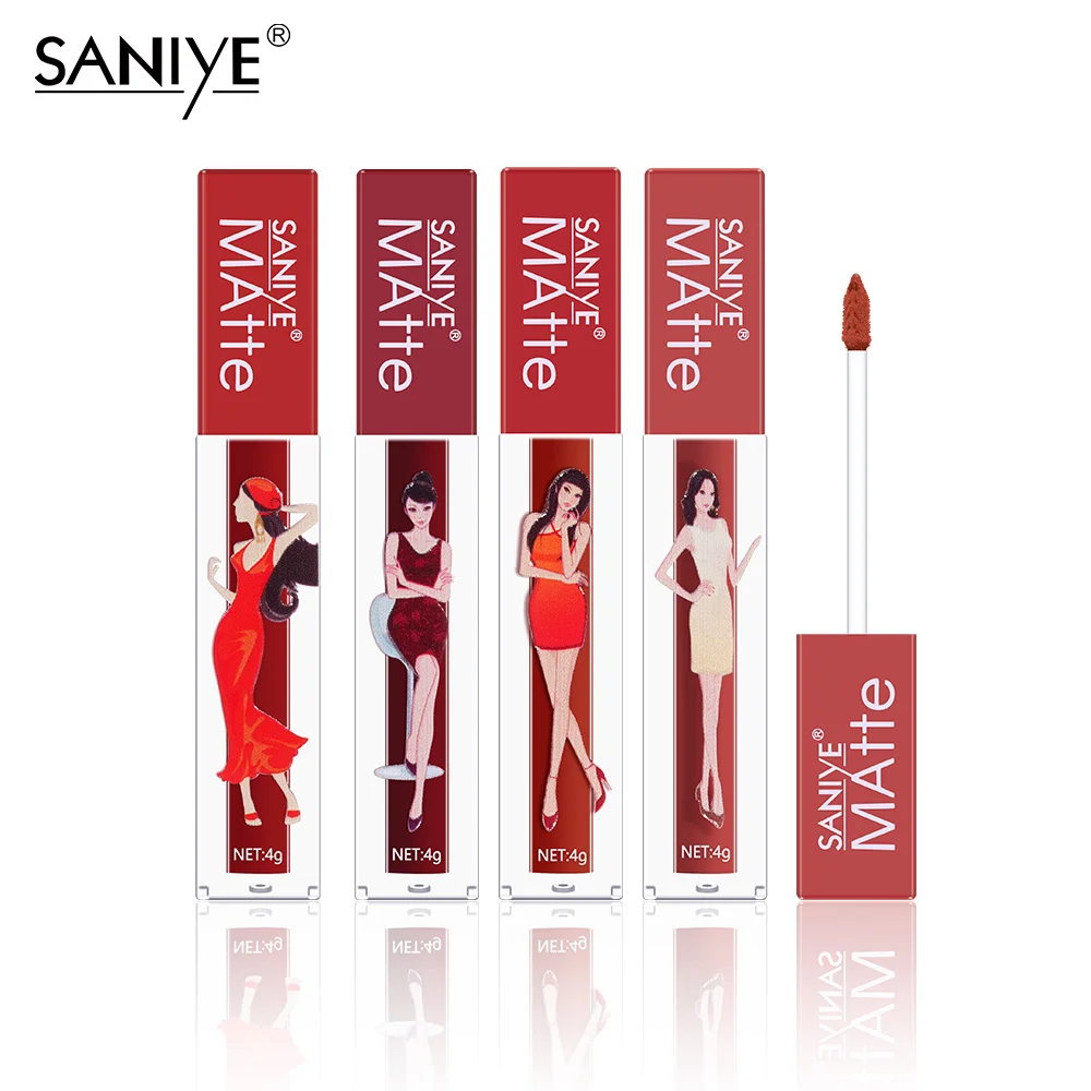 

SANIYE Wholesale Lip Gloss 9 Colors Matte Liquid Lipstick Private Label Logo Custom Makeup Lipstick