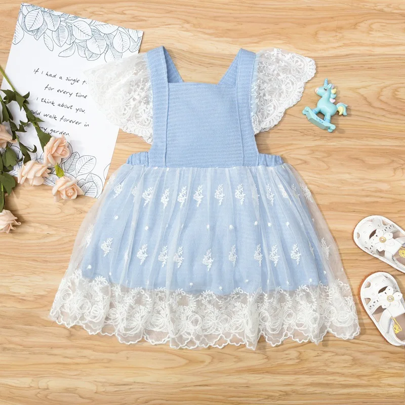 

fashion Toddler Infant Girl Princess Wedding Flower Tutu Tulle mesh Dress party dress, As image shown