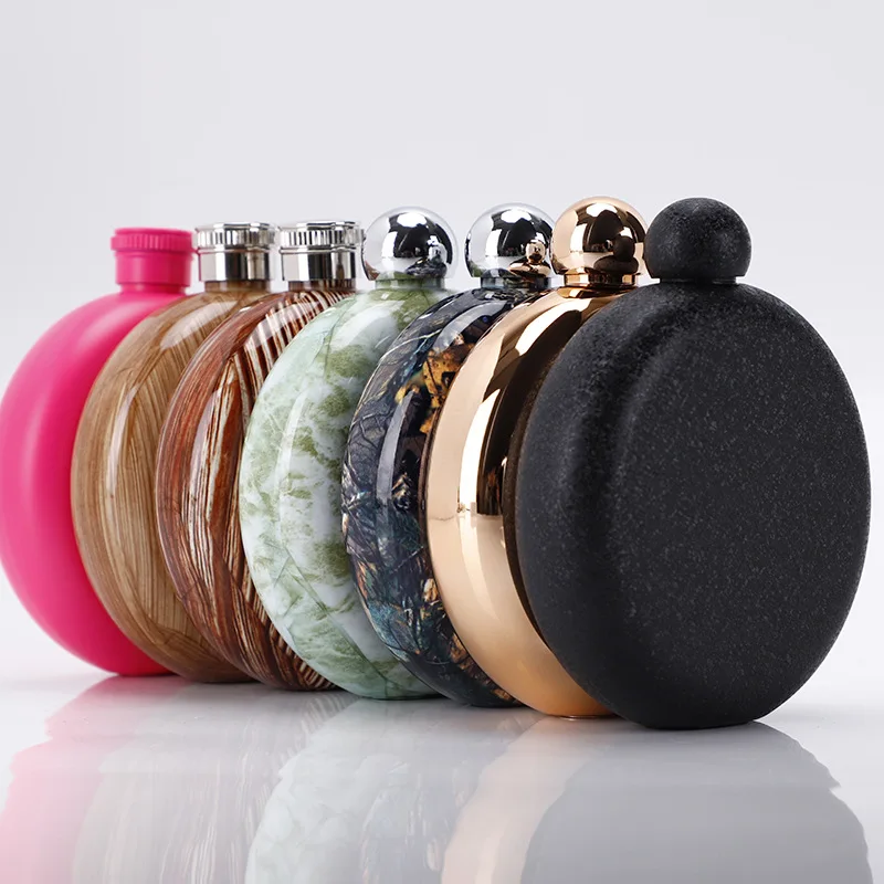 

Wholesale female ladies rose gold stainless steel 5oz round hip flask, Silver/rose gold or custom