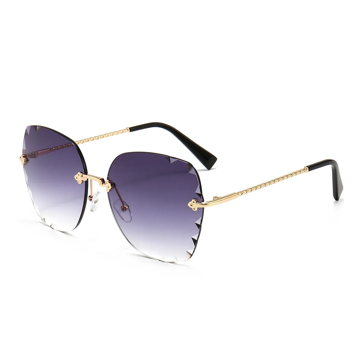 

MJ-0292 The New Fashion Trimming Sunglasses Ocean Gradient Round Frame Frameless Sunglasses