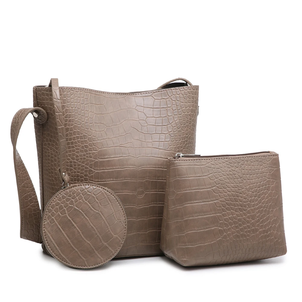 

Fashion Matte Gray Bucket Women Bag Lady Shoulder Bag Charming Coin Set Purse Bags
