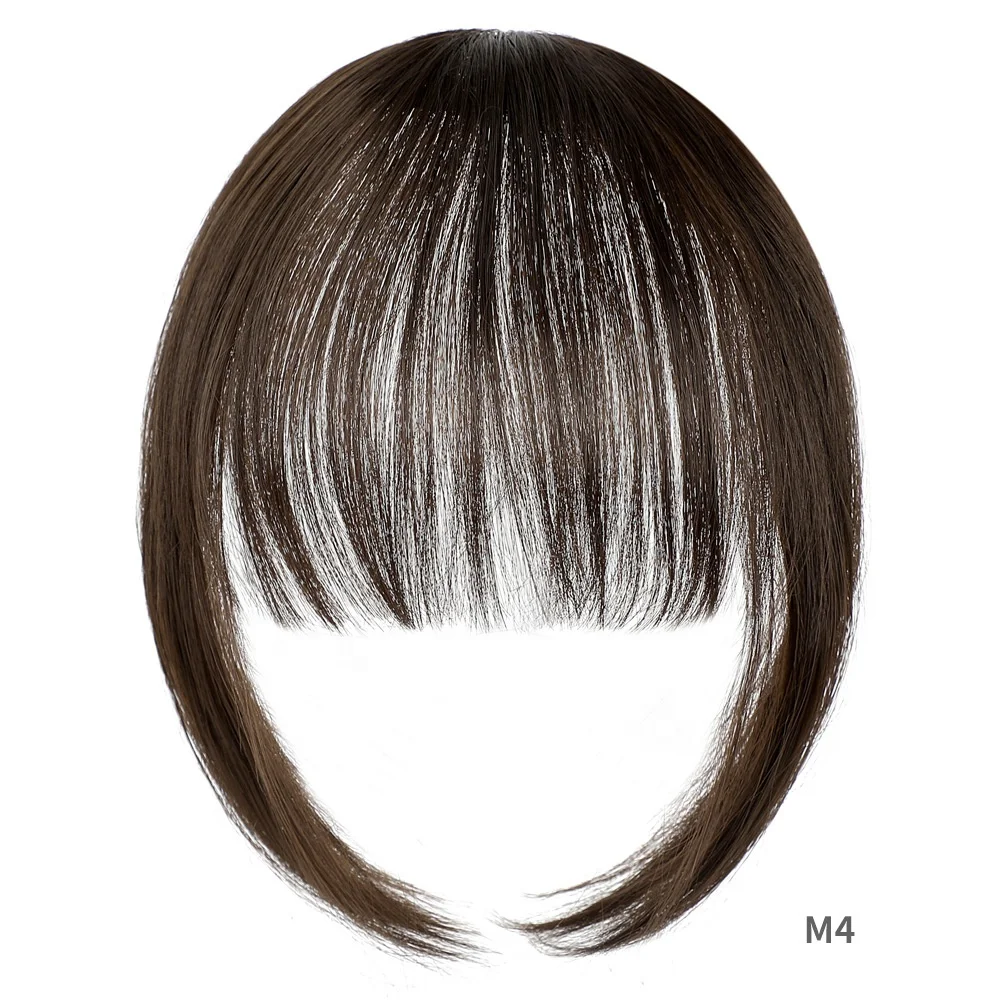 

hot selling brown pretty synthetic clip in invisible front hair blunt bangs fringe for hairs extension