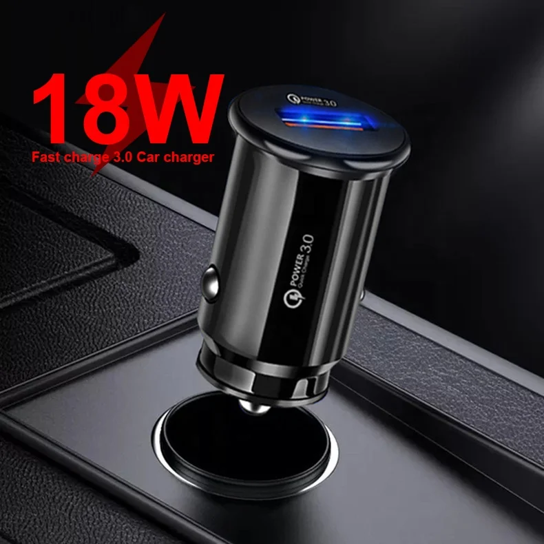 

Mini QC3.0 Fast Charging Car Charger QC 3.0 USB Port 18W Car Charger