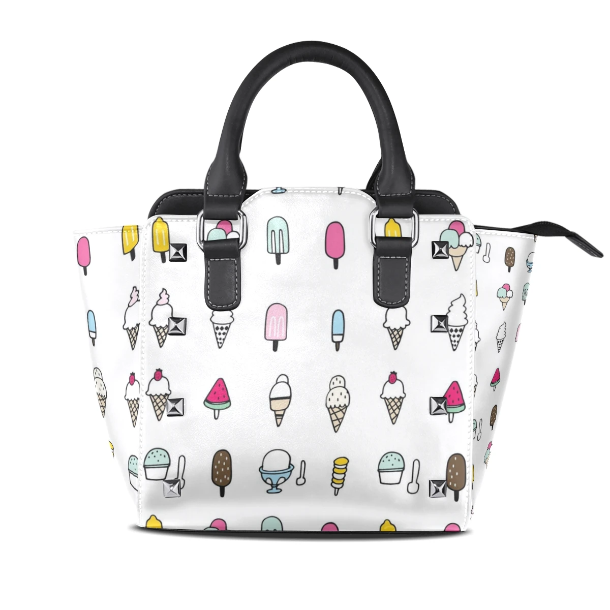 

Custom Printed ladies hand bags pu leather ZipperTote hand Bag cylinder handbag with Low MOQ for ladies, Customizable