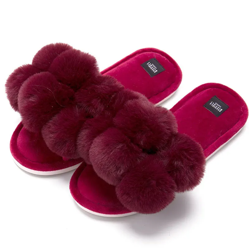 

Women's household plush slippers plush teddy bear slippers to wear at home