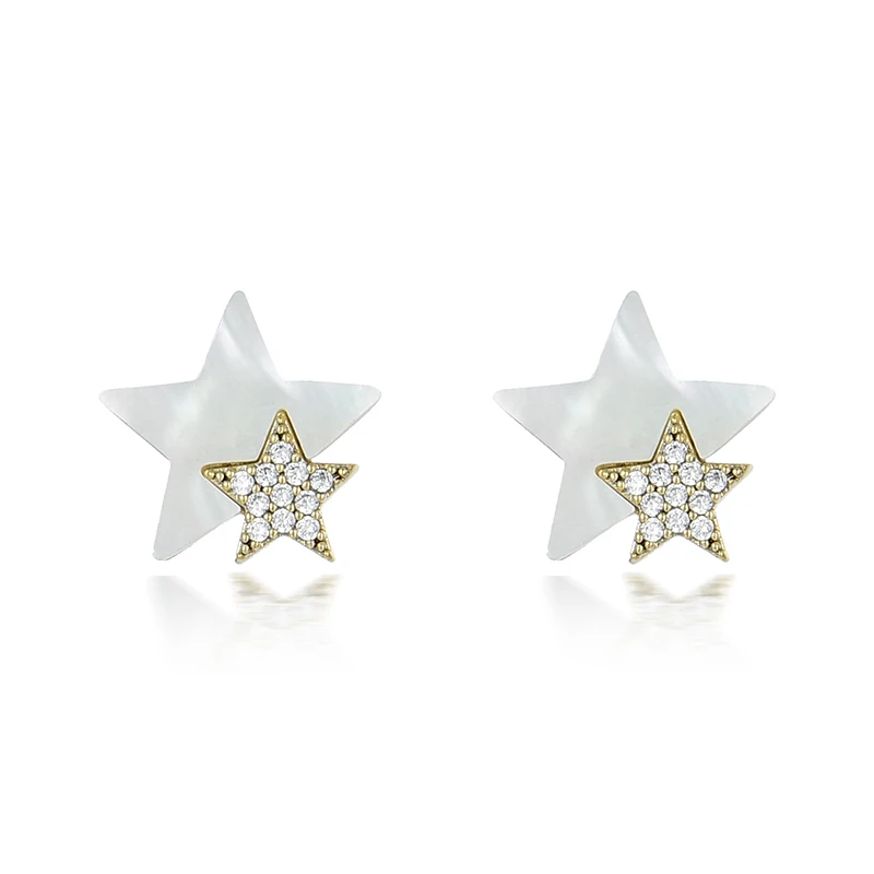 

OEM Customized Small Dangle Star 14K Gold Diamond Stud Earrings With Charm For Women Piercing Simple Jewelry, Gold color