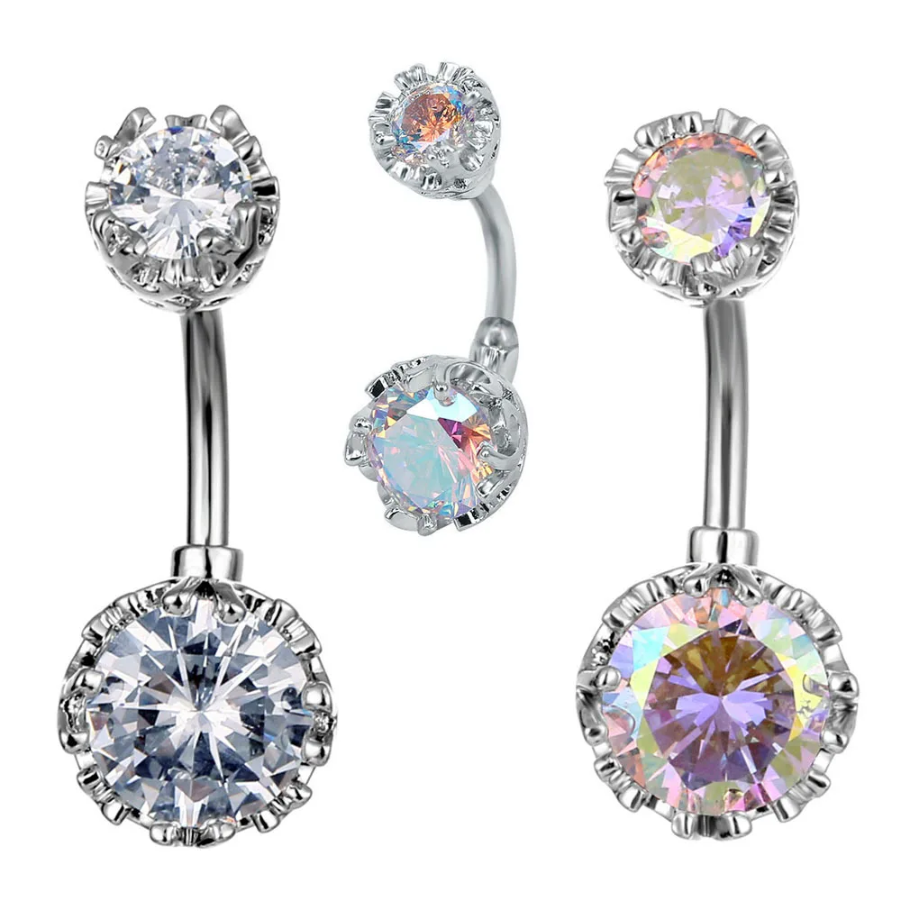 

Summer Sexy Body Piercing Jewelry Women Round Zircon Navel Ring Beach Bikini Belly Ring