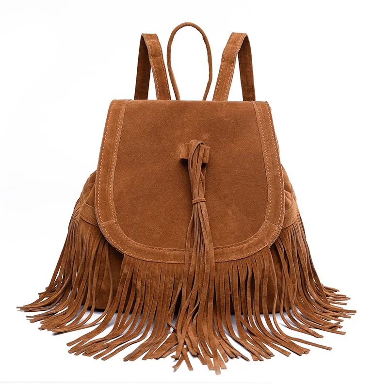 Wholesale Women Suede Leather Fringe Mini Backpack - Stylish Casual Tassel  Bag for Travel & Daily Use, MOQ 3
