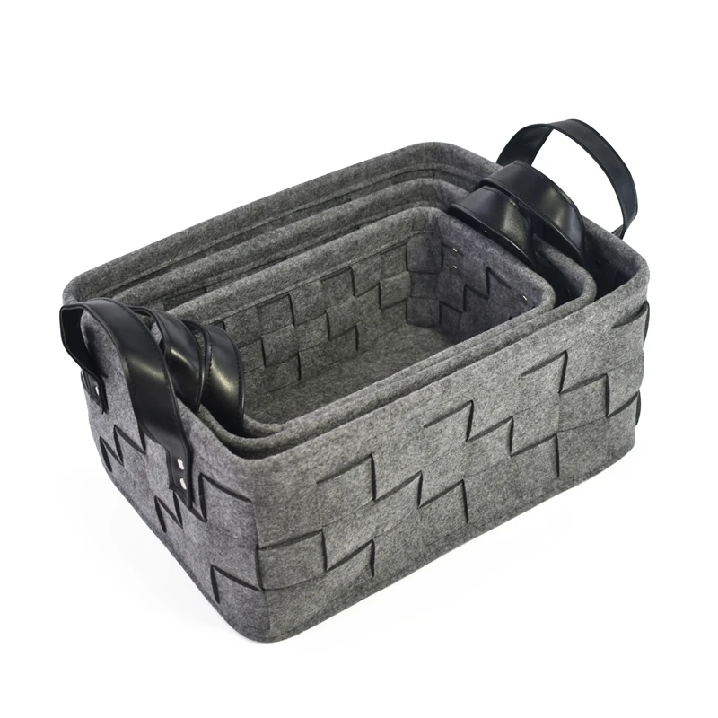 

Holder Hot selling high quality folding trunk organizer fabric collapsible felt storage Basket, Grey