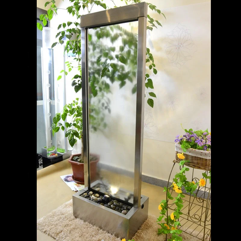

Indoor floor standing glass waterfall wall for living room wall panel