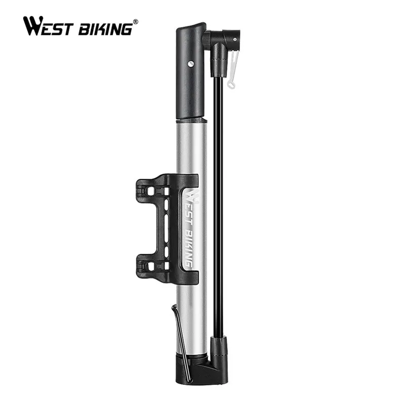 

WEST BIKING New Portable 120PSI Smart Electric Bicycle Pump Aluminun USB Rechargeable MTB Road Bike Tire Air Cycling Inflator, Black,sliver