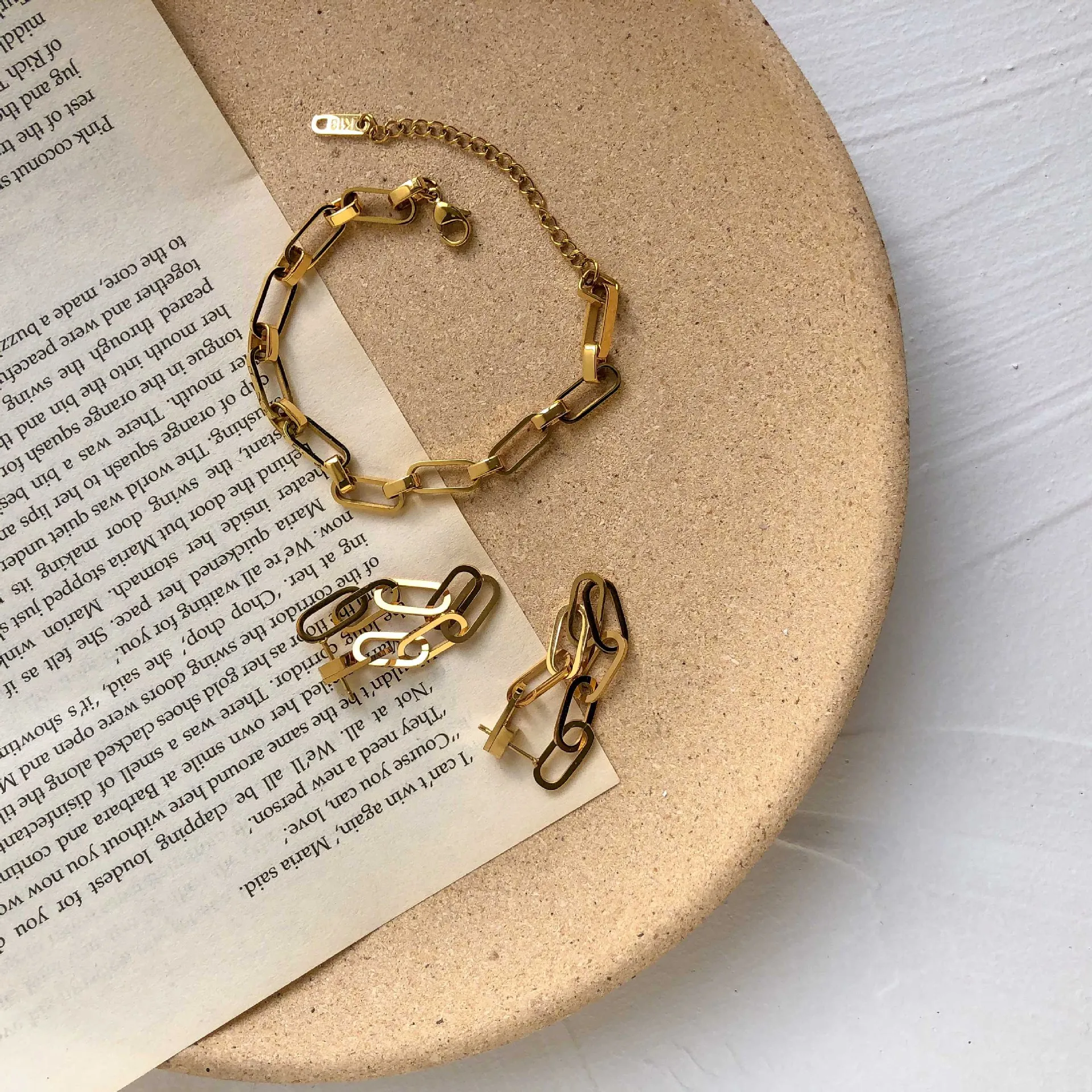

Top Quality Titanium Steel Square Link Chain Dangle Earrings Square Stainless Steel Chain Link Drop Earrings Bracelet