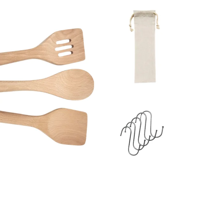 

Eco-friendly wooden kitchen utensils setEco-friendly wooden kitchen utensils set of 3 pcs soup ladle, shovel, turner, Wood