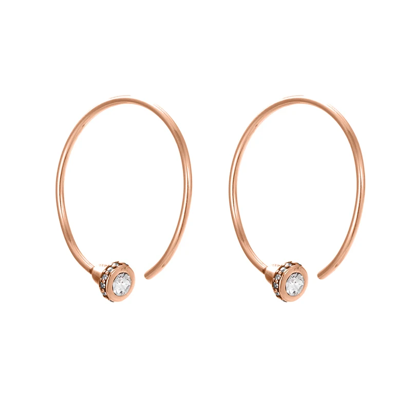 

JUJIE 2021 Simple Design Stainless Steel Krystal Set Hoop Earrings Fashion Ladies Party Accessories Custom