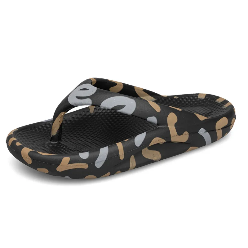 

2021 summer new flip flop women's print clip foot beach shoes outdoor men's large antiskid sandals OEM customization