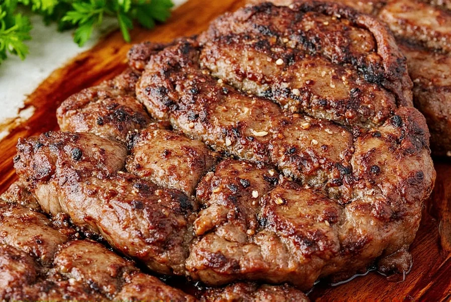 Steak plate with seasoning