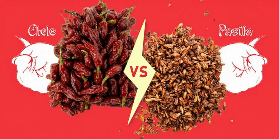 Side-by-side visual comparison of chile ancho and pasilla