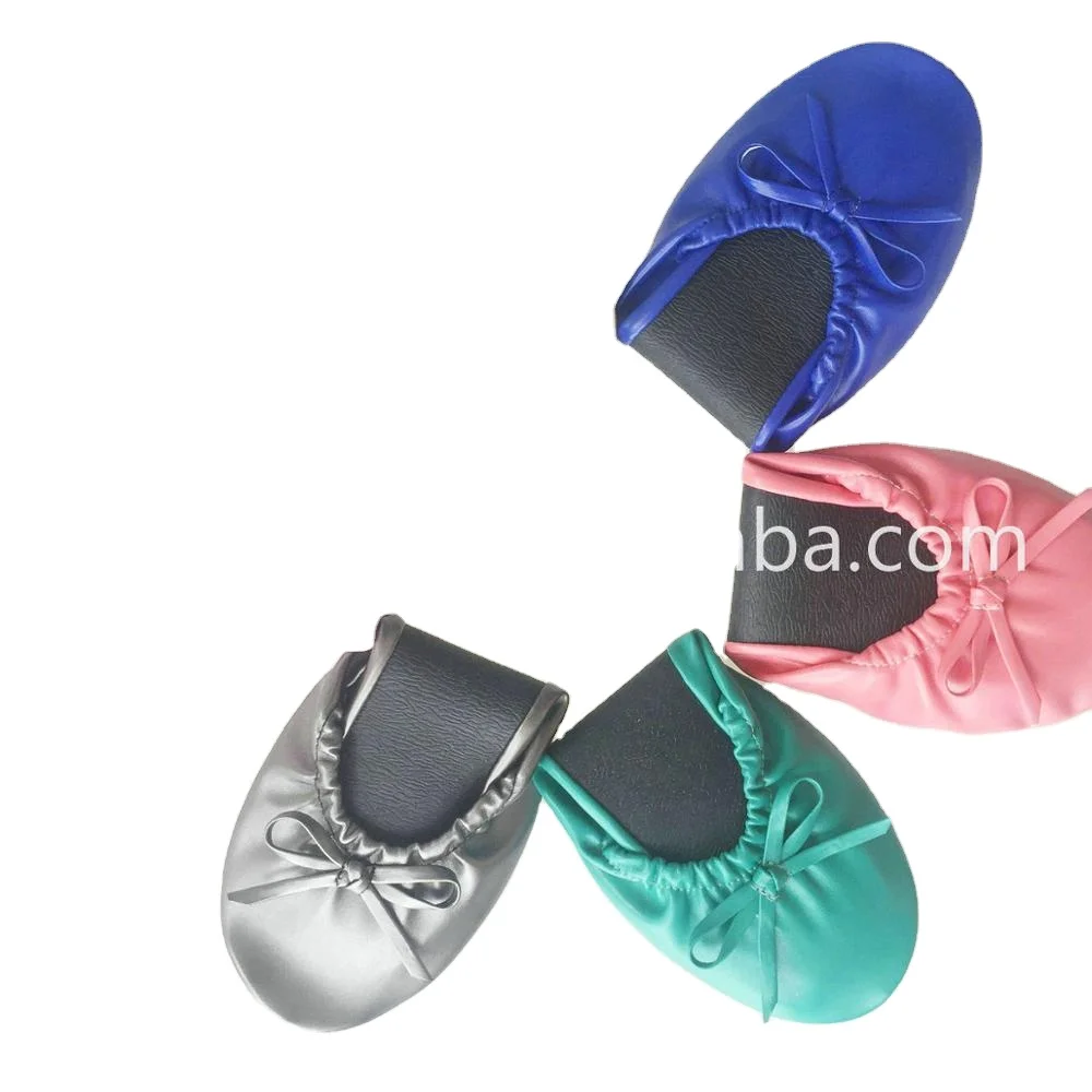 

Popular fashion colorful lady folding party shoes flat fold up ballerina shoes with bag after party shoes, Black,white,silver, gold, pink and ect as color swatch