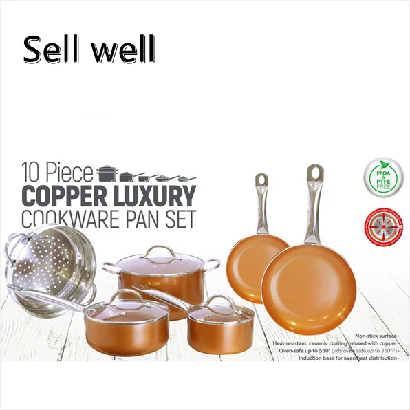 

Amazon Hot Sale Wok Set Copper Color Non Stick Pan Double Bottom Pan Set Stretch Pan