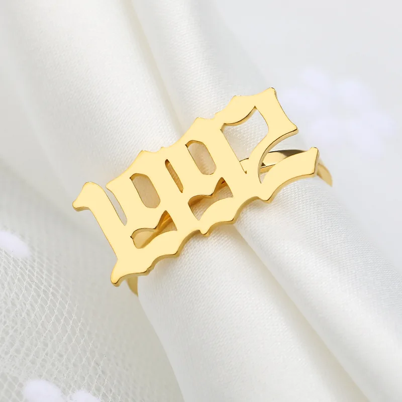 

Lateefah OEM Finger Ring for men Custom Year Ring Stainless Steel Gold Rings, Gold color