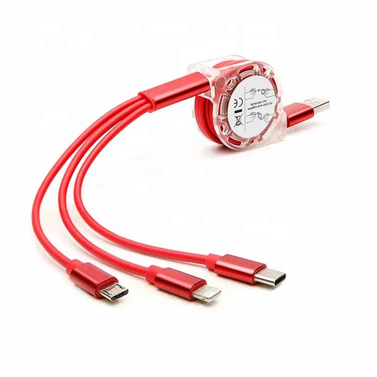 

New Design Factory Price Custom Multi Function 3 In 1 Mobile Phone Fast Charging Usb Retractable Data Cable Manufacturer