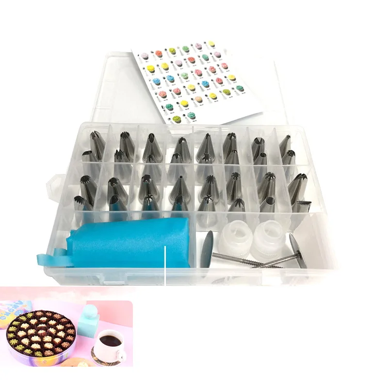 

38 pcs TPU pastry bag flower nail converter piping tips baking tool cake decorating nozzle set, As picture