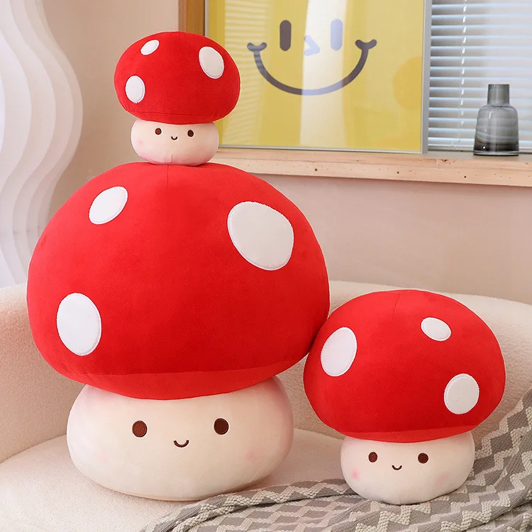 

BELO-TEMPO Cute Red White Brown Stuffed Mushroom Plush Toy Kids Soft Plush Mushroom Throw Pillow Mushroom Plush Toys