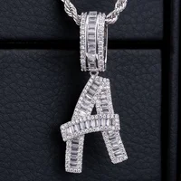 

KRKC Custom Hot Fashion Clear Crystal White Iced Out aaa 26 a-z letter Name Alphabet Pendant Choker CZ Tennis Chain Necklace