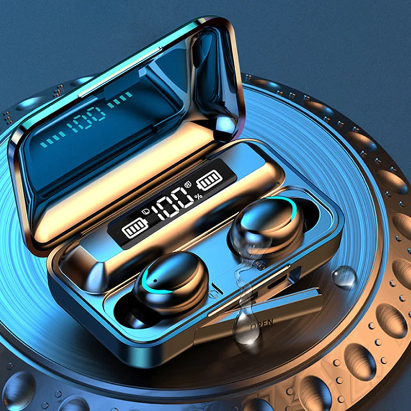 

TWS F9 Wireless 5.0 Earbuds 3D Stereo Waterproof Sports Noise Canceling F9 Earphone, White black