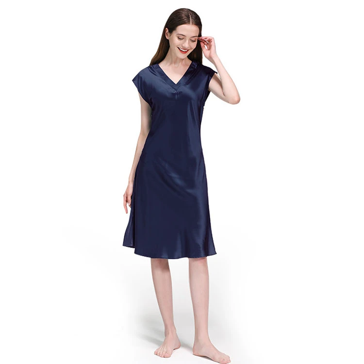 

BOOOGE Summer Smooth Pyjama Silk Charmeuse Causal Dress Women Premium Mulbery Silk Pyjamas, 6colors