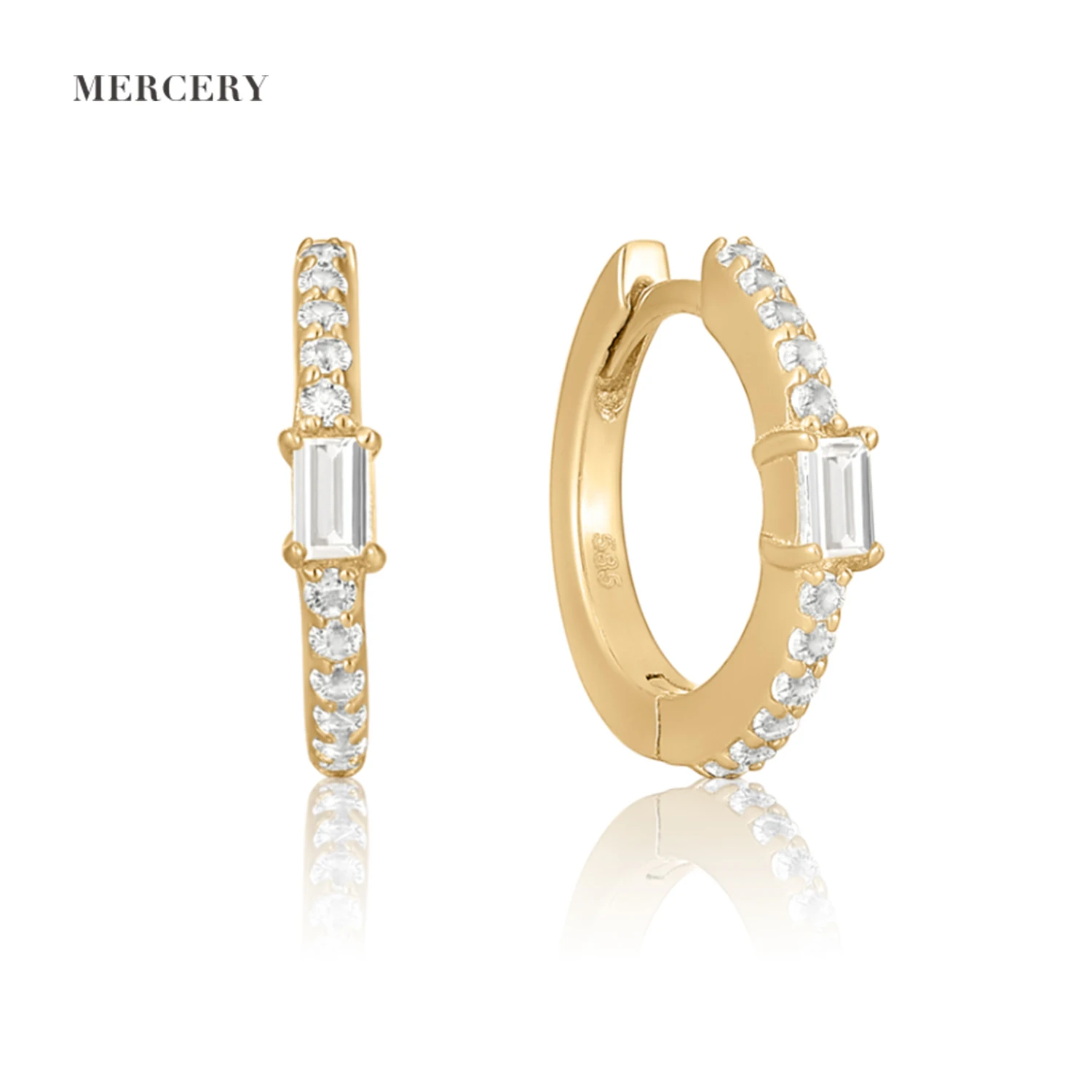 

Mercery Jewelry Best Creative Design 14K Solid Gold Huggie Earrings For Women Gifts Piercings With Diamond