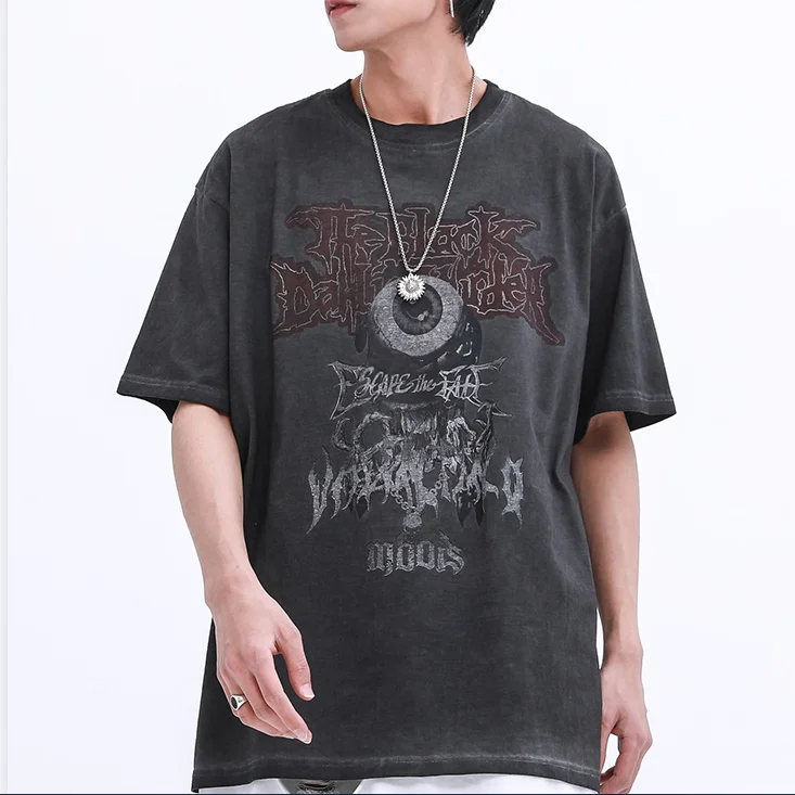 

Dark street T-shirt Evil Eyes printed Harajuku summer Short sleeve T-shirt cotton top dy-son, Customized color