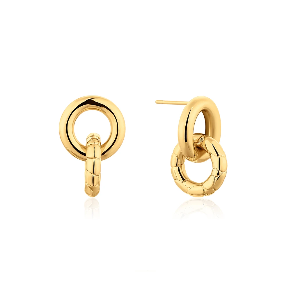 

Women Jewelry Fashion Cassic Style Double Hoop Earrings 18K Gold Plated Brass Earring