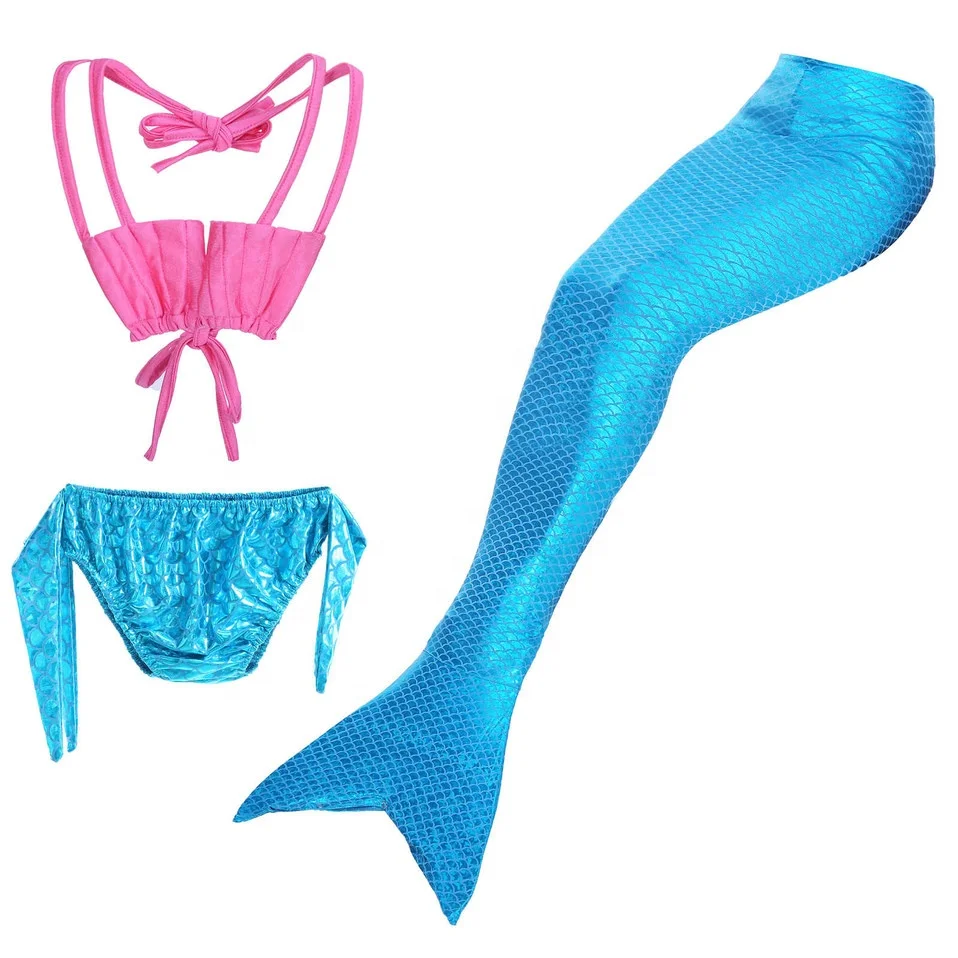 

Pettigirl Hot Selling 3 pieces Mermaid Swimsuit 2021 Kids Mermaid Tail Swimsuit