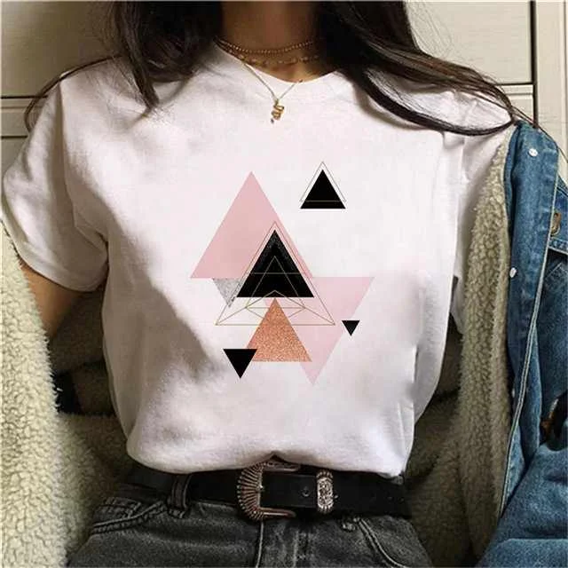 

Fashion Graphic Printed T Shirt Short-sleeved Crew Neck T-shirt Casual Top Women, Picture color