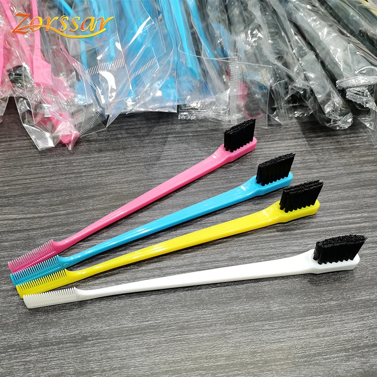 

Wholesale custom private label cheap bedazzled double sided eyebrow comb edge control baby hair Brush, Corlorful