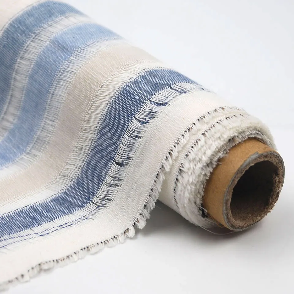 

WJ-8041 Cotton Wholesale Washed Soft Natural Light Fashion Mix Stripe Pattern cotton linen shirt fabric