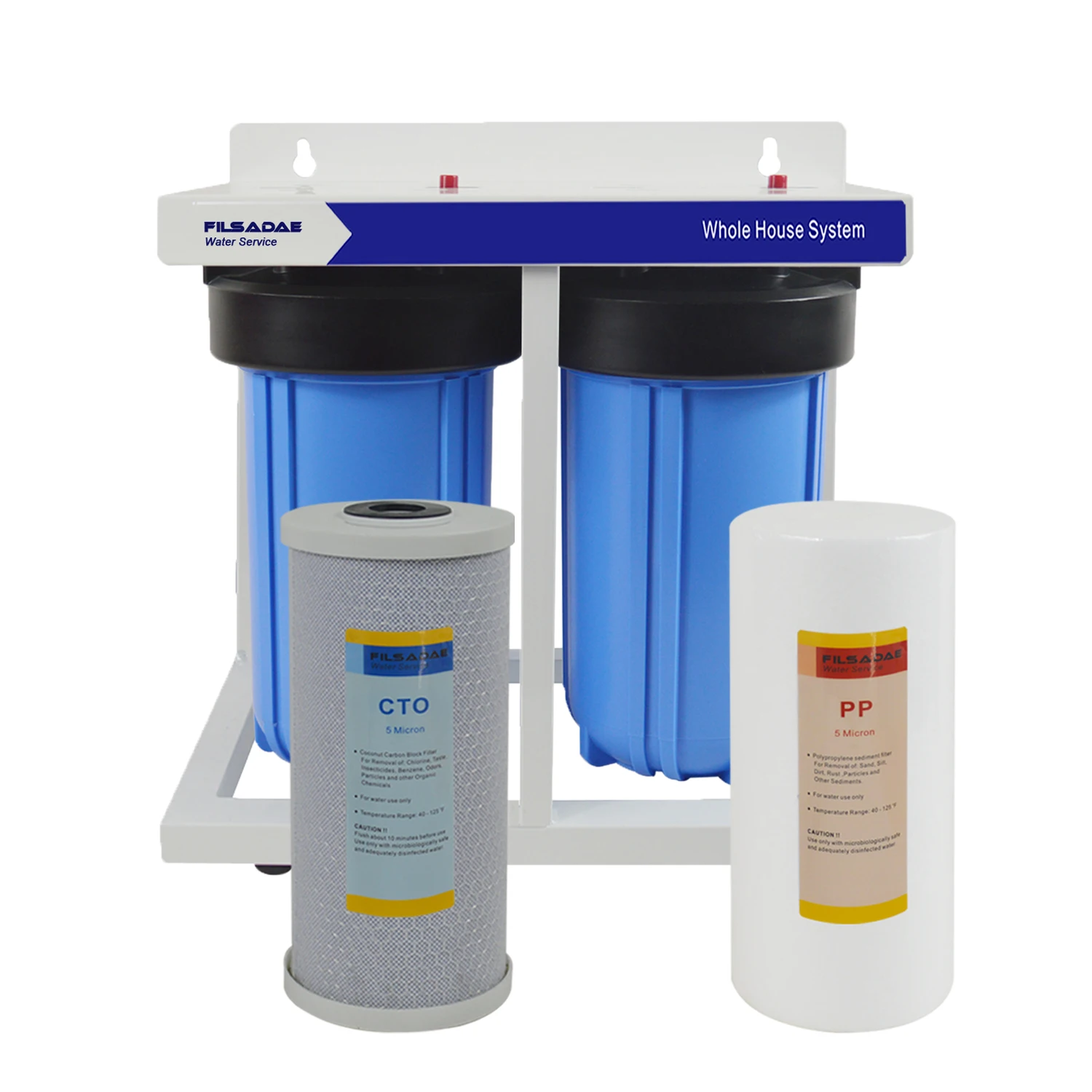
Dual Stage 20-Inch Big Blue Whole House Water Filtration System 1