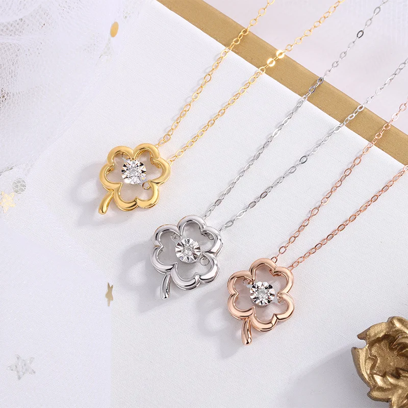 

Au750 Rose Gold Diamond 18K Gold Necklace Jewelry for Girl, Gold/ rose gold