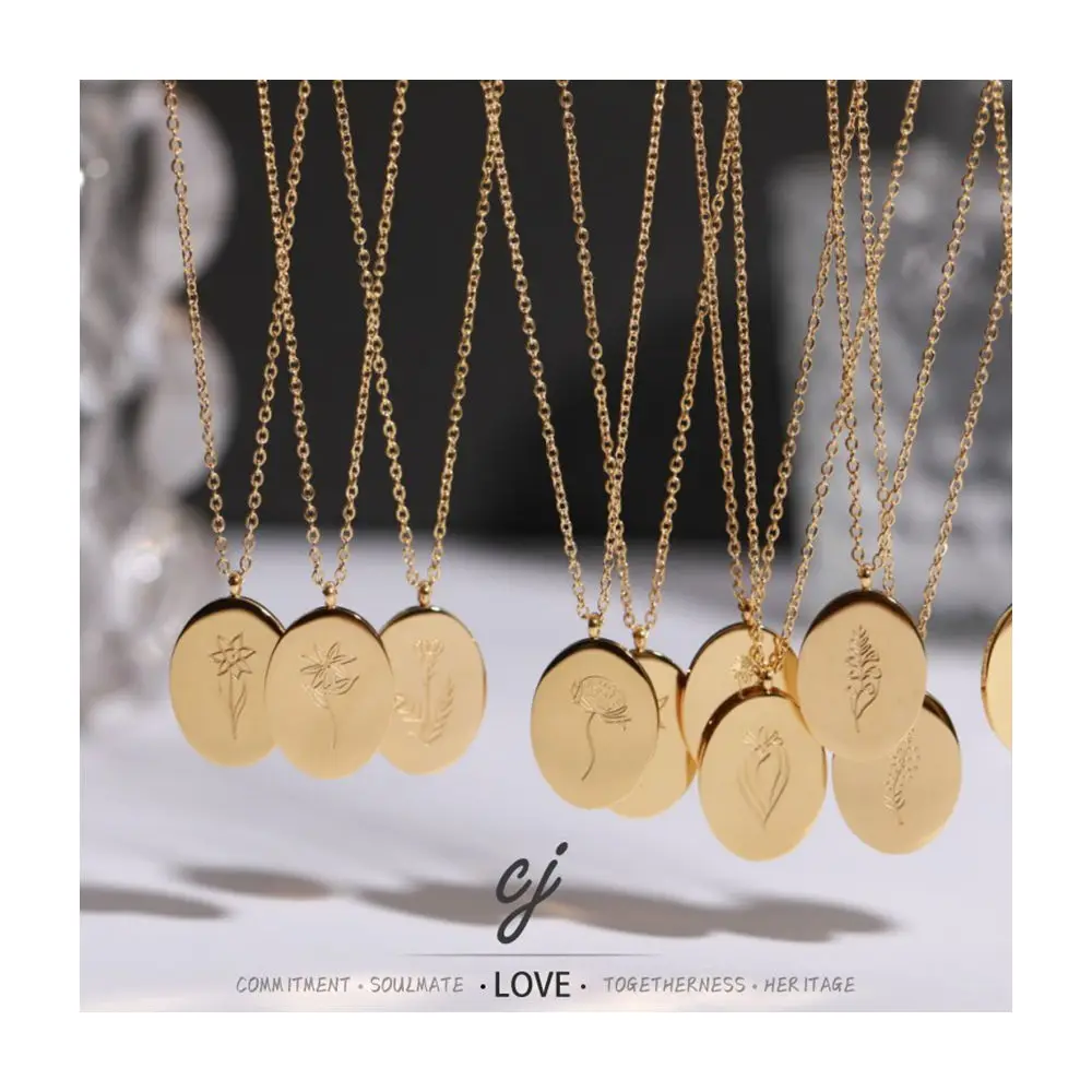 Carline12 Women's Fashion Necklace 12 Zodiac Signs Custom Stainless Steel 18K Gold Plated Link Chain for Girls