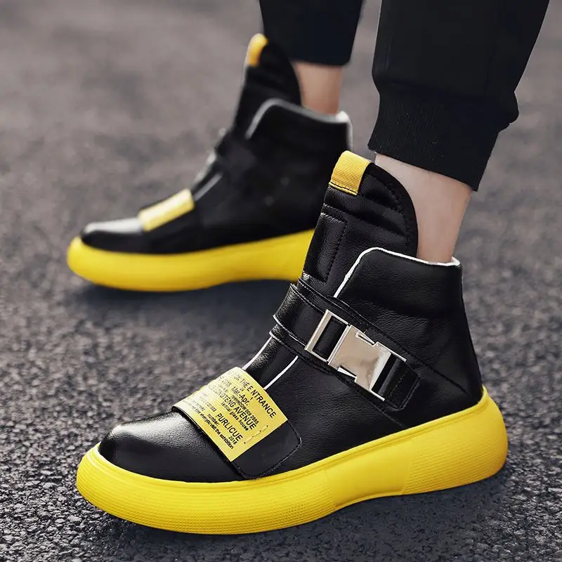 

New Street Style Hip Hop Sneakers Men's boots leather Running Shoes for Men Comfortable Walking Shoes Men Leather Genuine