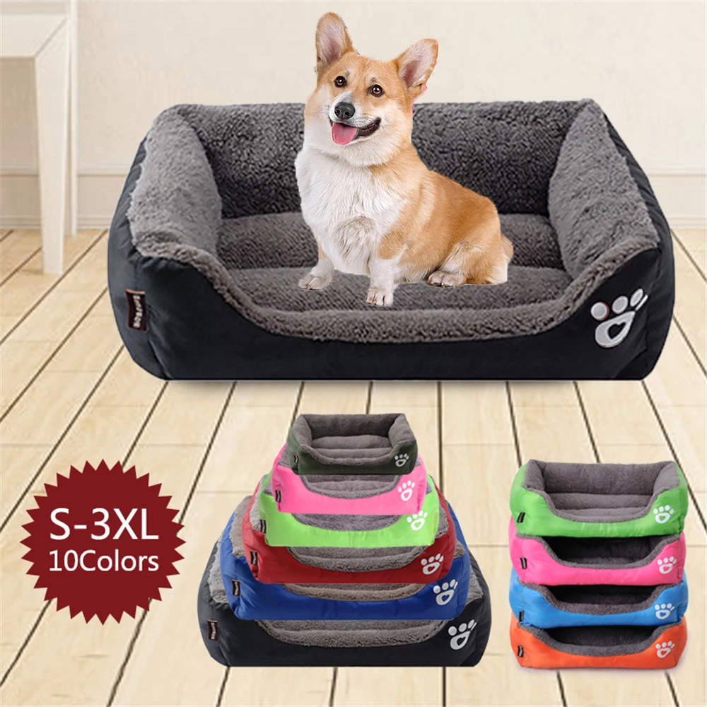 

Pet Cat Dog Bed 8Colors Warm Cozy Dog House Soft Fleece Nest Dog Baskets Mat Autumn Winter Waterproof Kennel Pet Bed
