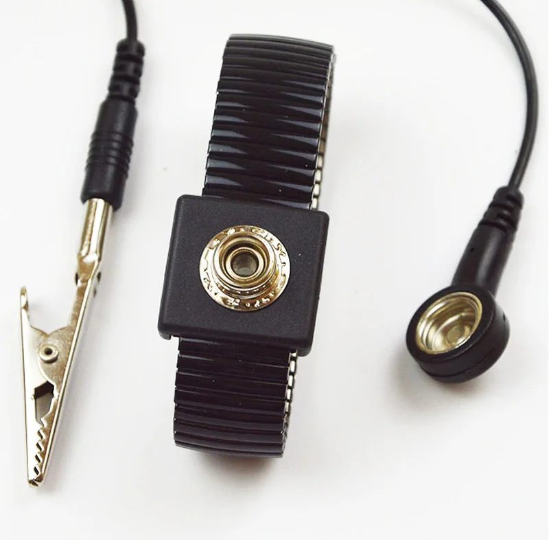 

Free Shipping SJ03 Adjustable Black Antistatic Metal Wrist Strap for ESD Table Mats, Black, blue, metal color