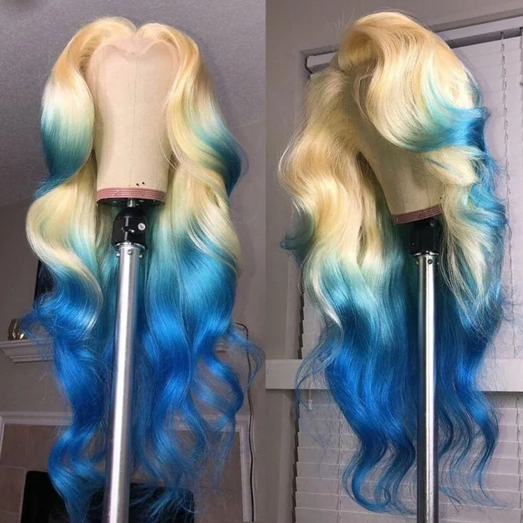 

Wholesale Ombre Rainbow Colorful Body Wave 100% Virgin Cuticle Aligned Hair Lace Front Wigs