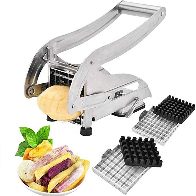 

Commercial food grade manual vegetable tools potato chips cube slicer stainless steel Potato french fry cutters with suction pad
