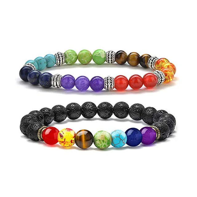 

Hot Selling Tiger Eye Stones 7 Chakra Yoga Jewelry Beads Braided Rope Bracelet For Man And Women, Picture shows