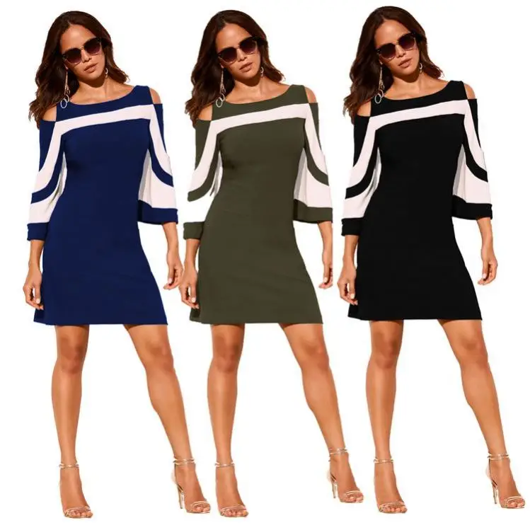 

2020 Women Fall Clothing Dresses O Neck Ladies Elegant Party Club Casual Mini Dress